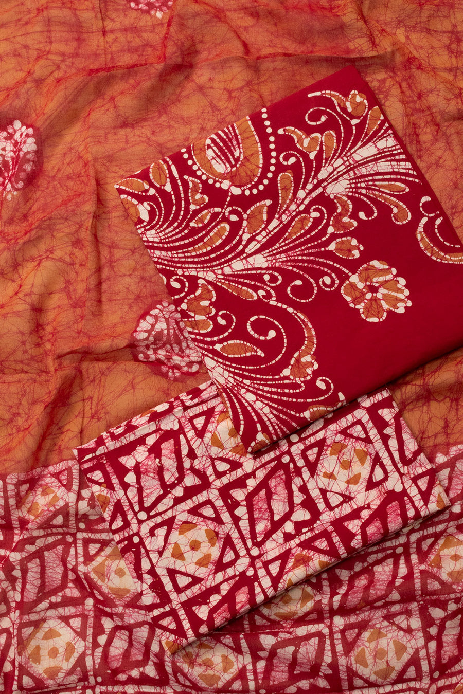 Maroon Batik  Cotton 3-Piece Salwar Suit Material  - Avishya