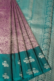 Violet Handloom Kanjivaram Soft Silk Saree - Avishya