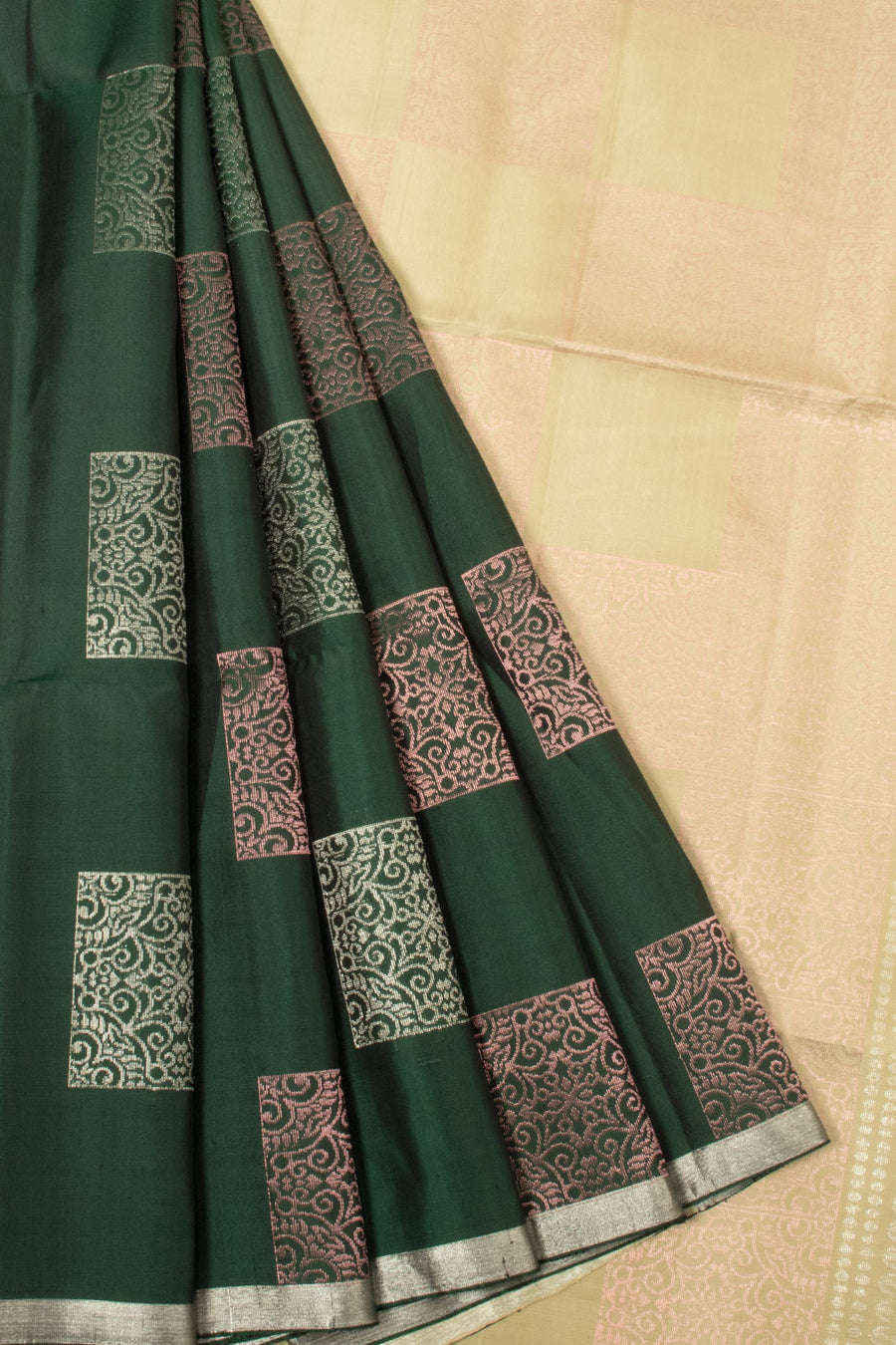 Bottle Green Handloom Kanjivaram Soft Silk Saree  - Avishya