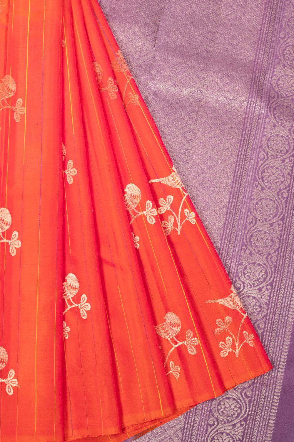 Orange Handloom Kanjivaram Soft Silk Saree -Avishya