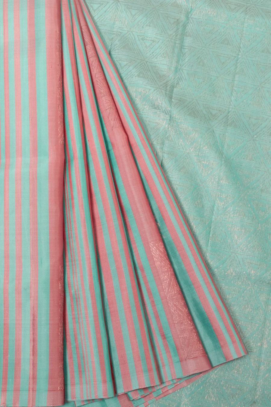 Pink and Blue Handloom Kanjivaram Soft Silk Saree - Avishya