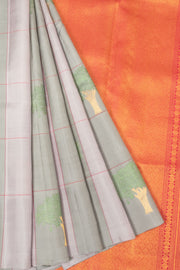 Grey Handloom Kanjivaram Soft Silk Saree  - Avishya