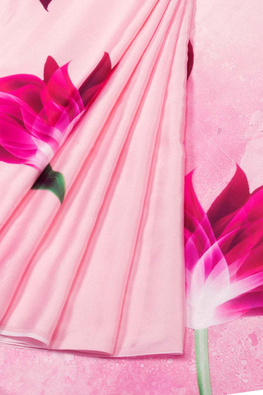 Pink Digital Printed Charmeuse Silk Saree  - Avishya