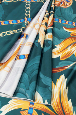 Blue Digital Printed Charmeuse Silk Saree - Avishya