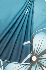 Blue Digital Printed Charmeuse Silk Saree- Avishya
