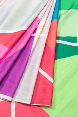 Multicolor Digital Printed Charmeuse Silk Saree - Avishya