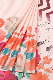 Peach Digital Printed Charmeuse Silk Saree - Avishya