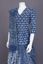 Cello Blue Hand Block Printed Chaniya Choli-Avishya