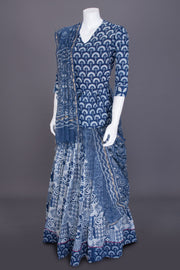 Cello Blue Hand Block Printed Chaniya Choli-Avishya