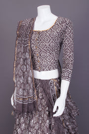 Ash Grey Hand Block Printed Chaniya Choli-Avishya