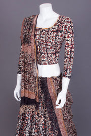 Brown Hand Block Printed Chaniya Choli - Avishya