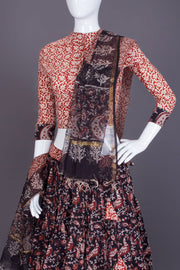 Red & Black Hand Block Printed Chaniya Choli 10066329