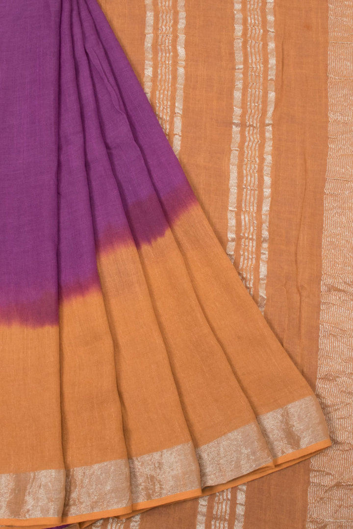 Purple Shibori Printed Linen Saree - Avishya
