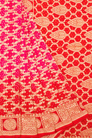 Red Handcrafted Banarasi Bandhani Georgette Saree - Avishya