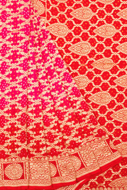 Red Handcrafted Banarasi Bandhani Georgette Saree - Avishya