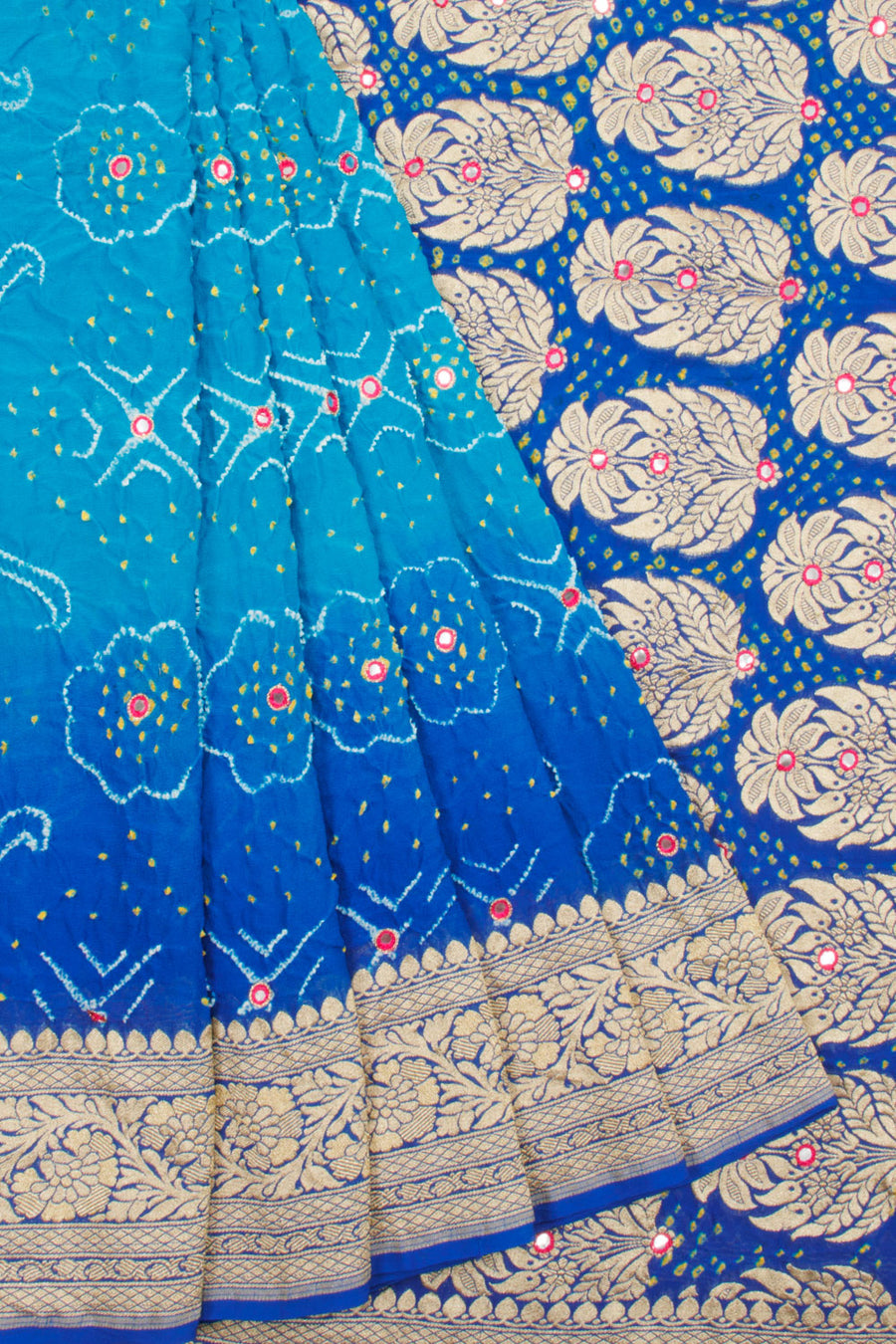 Blue Handcrafted Banarasi Bandhani Georgette Saree - Avishya