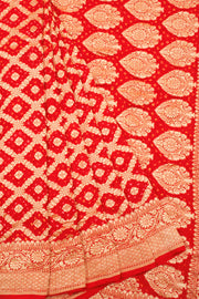 Red Handcrafted Banarasi Bandhani Georgette Saree - Avishya