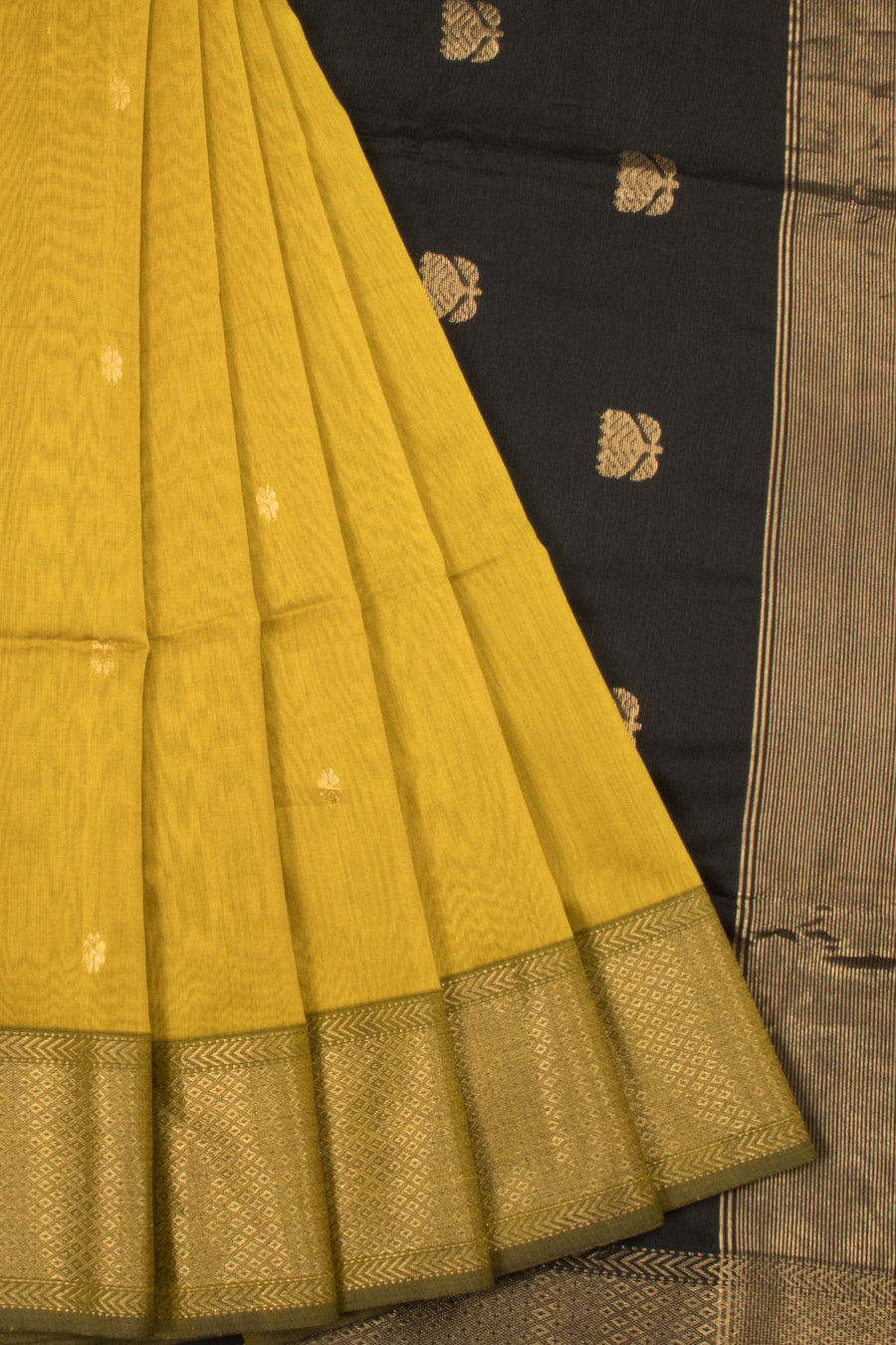 Yellow Handloom Maheshwari Silk Cotton Saree - Avishya 