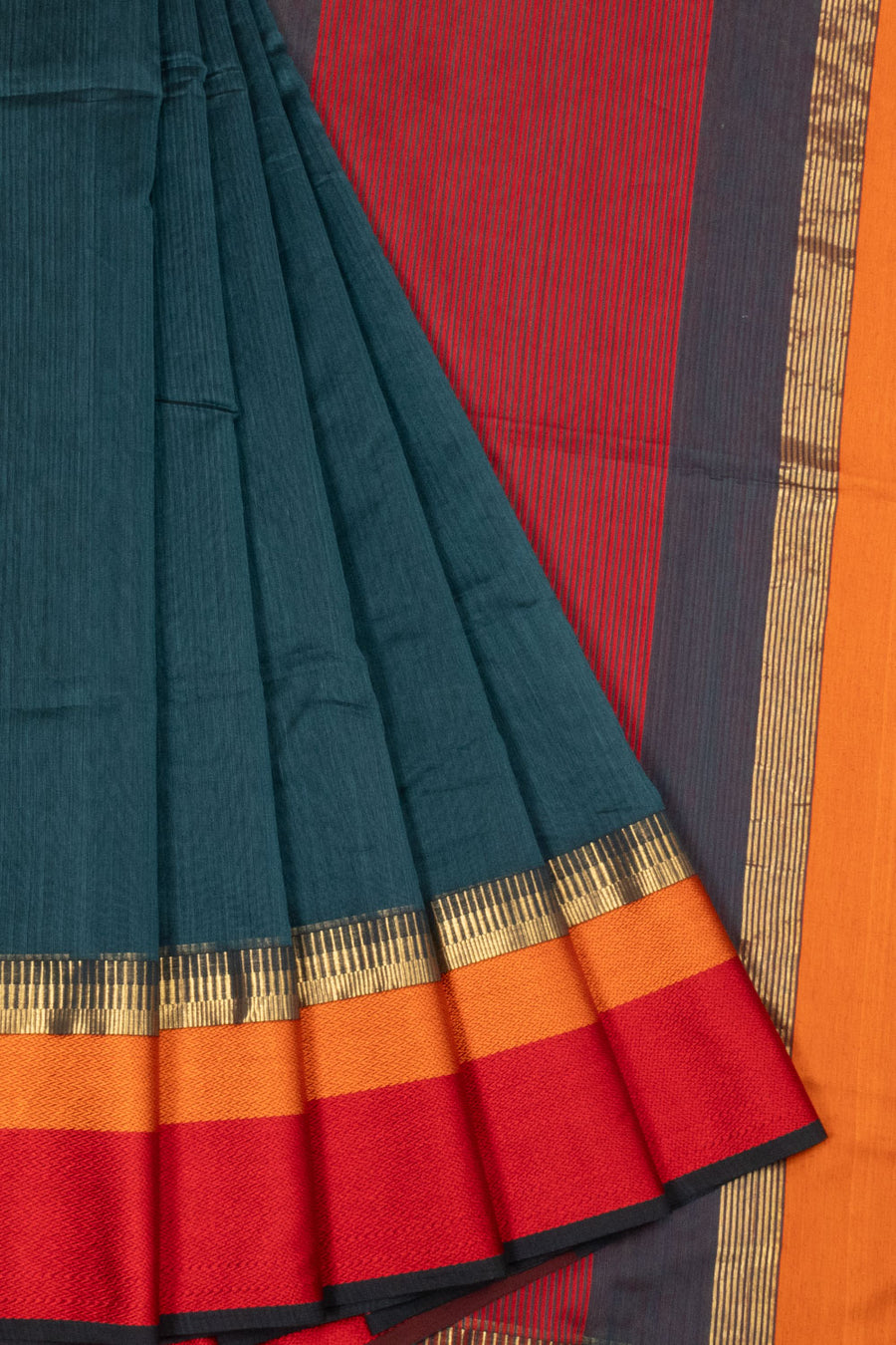 Yankees Blue Handloom Maheswari Silk Cotton Saree-Avishya