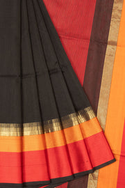 Black Handloom Maheswari Silk Cotton Saree - Avishya