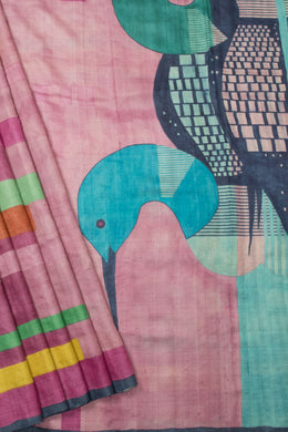 Multi Color Hand painted Tussar silk saree - Avishya