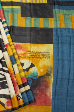 Multi Color Hand painted Tussar silk saree  - Avishya 