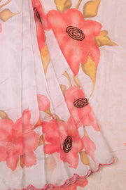 White Khatli Work Organza Saree - Avishya