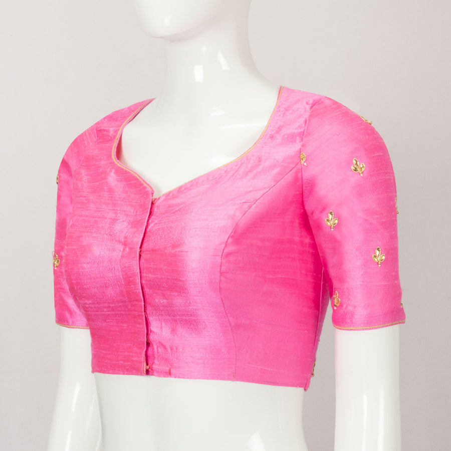 Pink Zari Sequin Embroidered Cotton Blouse - Avishya