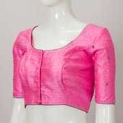 Pink Aari Embroidered Raw Silk Blouse - Avishya