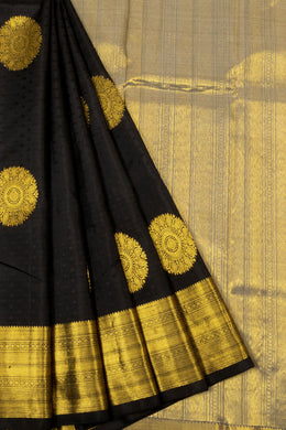 Black Handloom Kanjivaram Silk Saree - Avishya