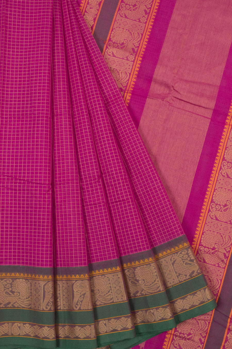  Pink Handwoven Kanchi Cotton Saree - Avishya