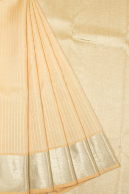 Peach Orange Handloom Kanjivaram Silk Saree - Avishya