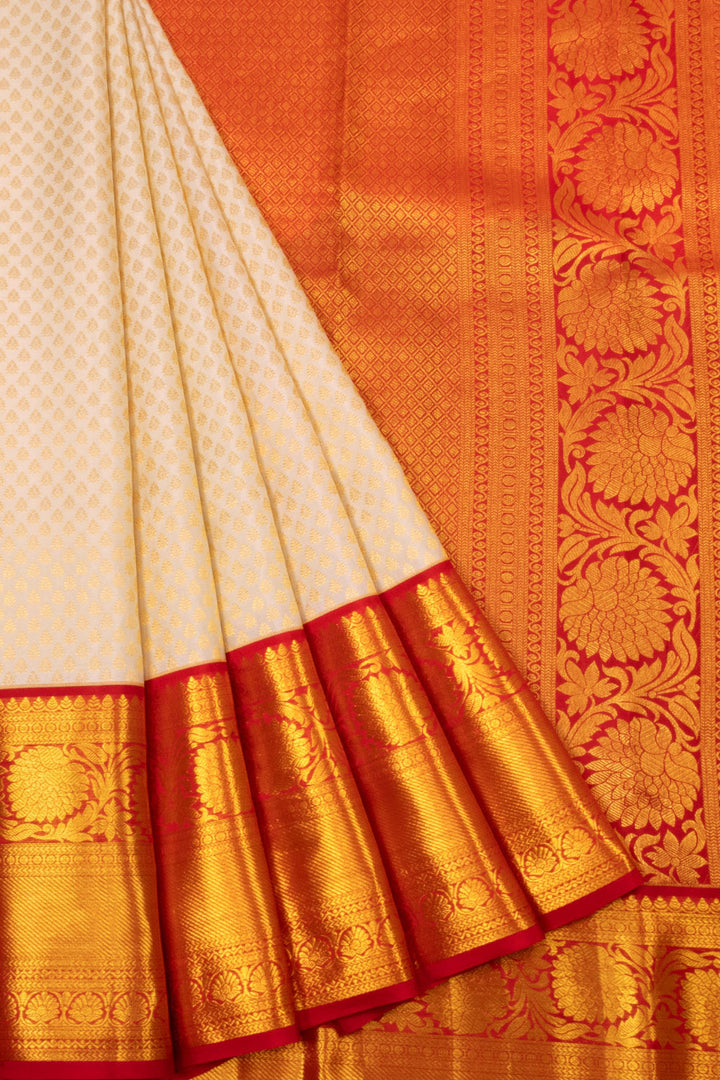 Off White Handloom Kanjivaram Silk Saree - Avishya