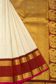 Off White Handloom Kanjivaram Silk Saree - Avishya