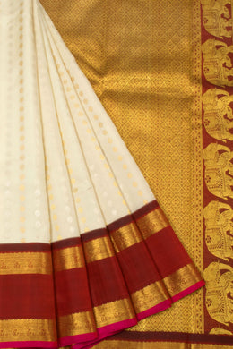 Off White Handloom Kanjivaram Silk Saree - Avishya