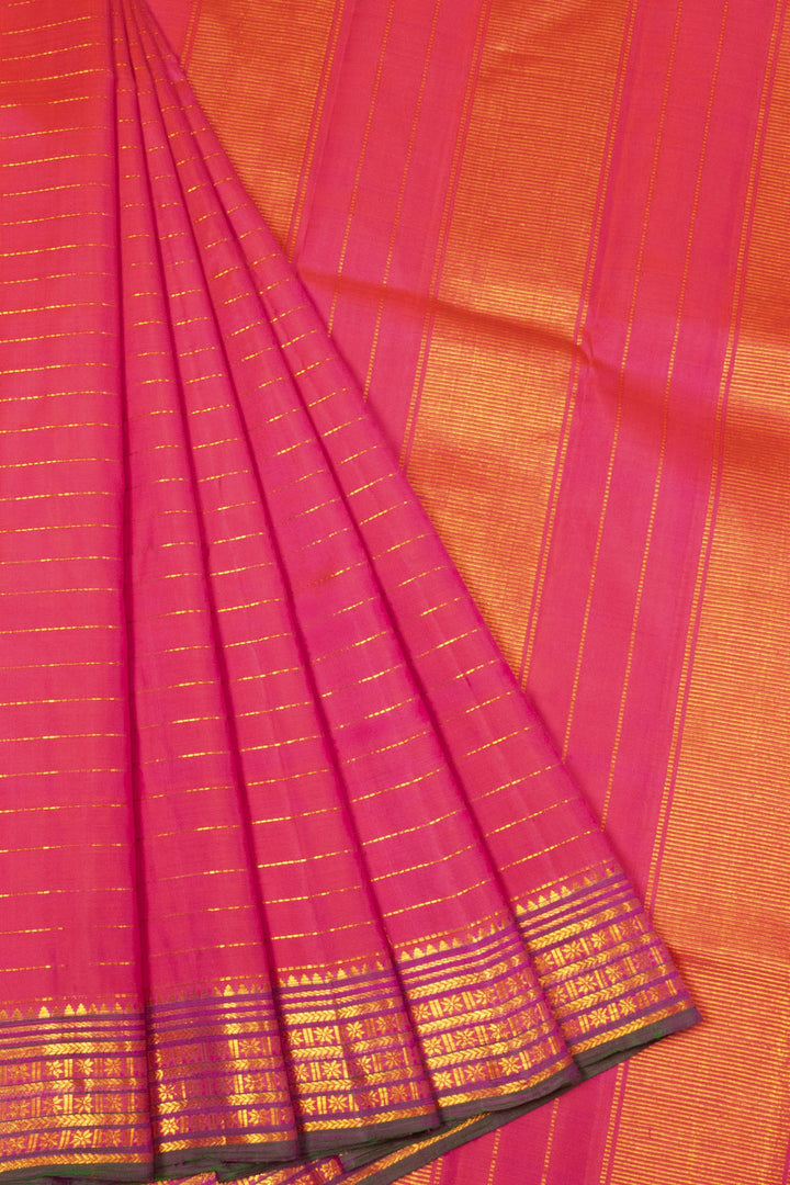 Dual Tone Pink Handloom Kanjivaram Silk Saree - Avishya