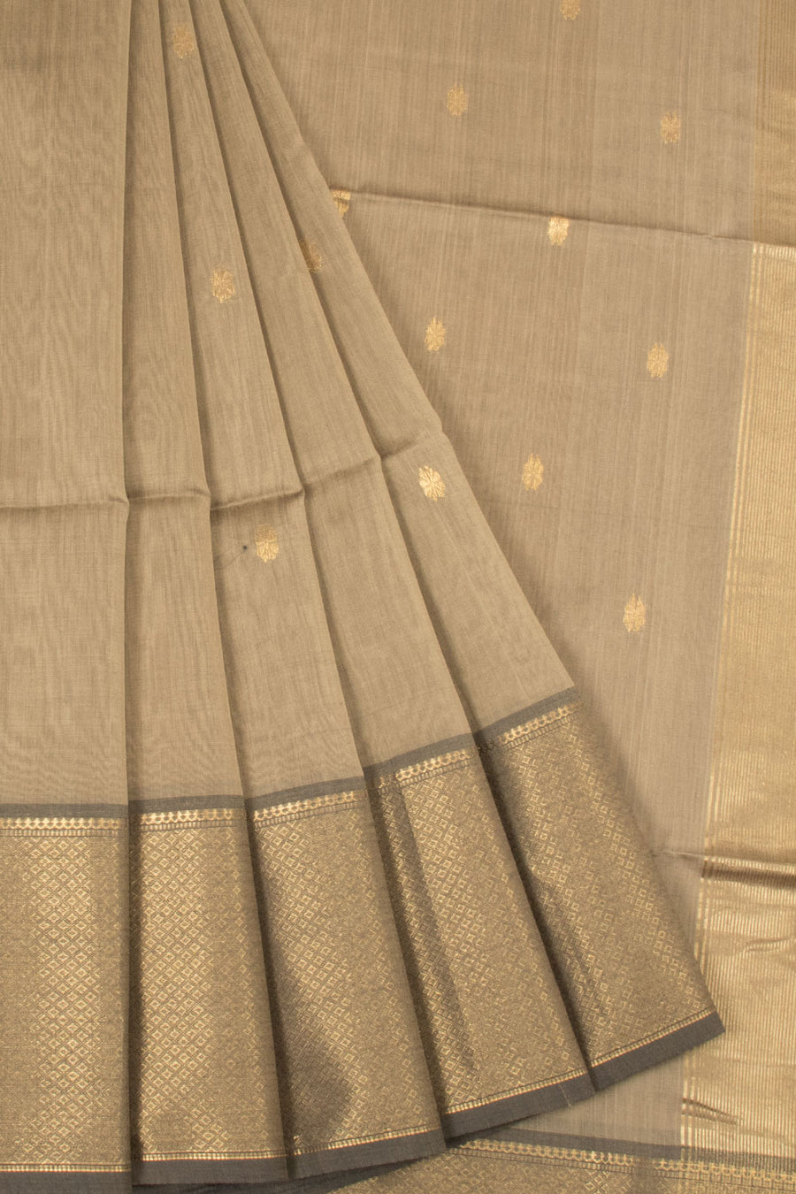 Brown Handloom Maheswari Silk Cotton Saree - Avishya