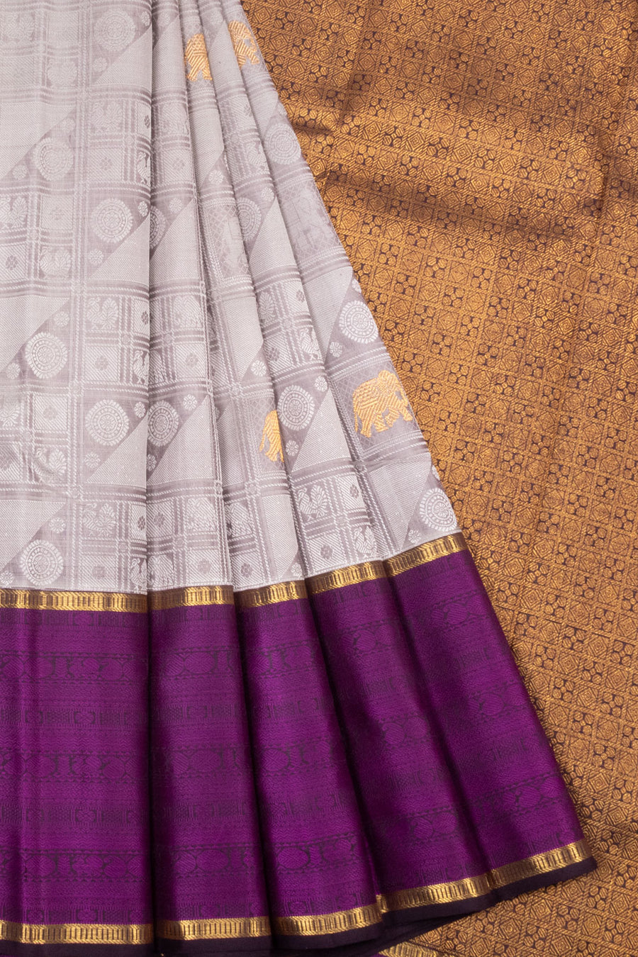 Grey Handloom Bridal Kanjivaram Silk Saree  - Avishya
