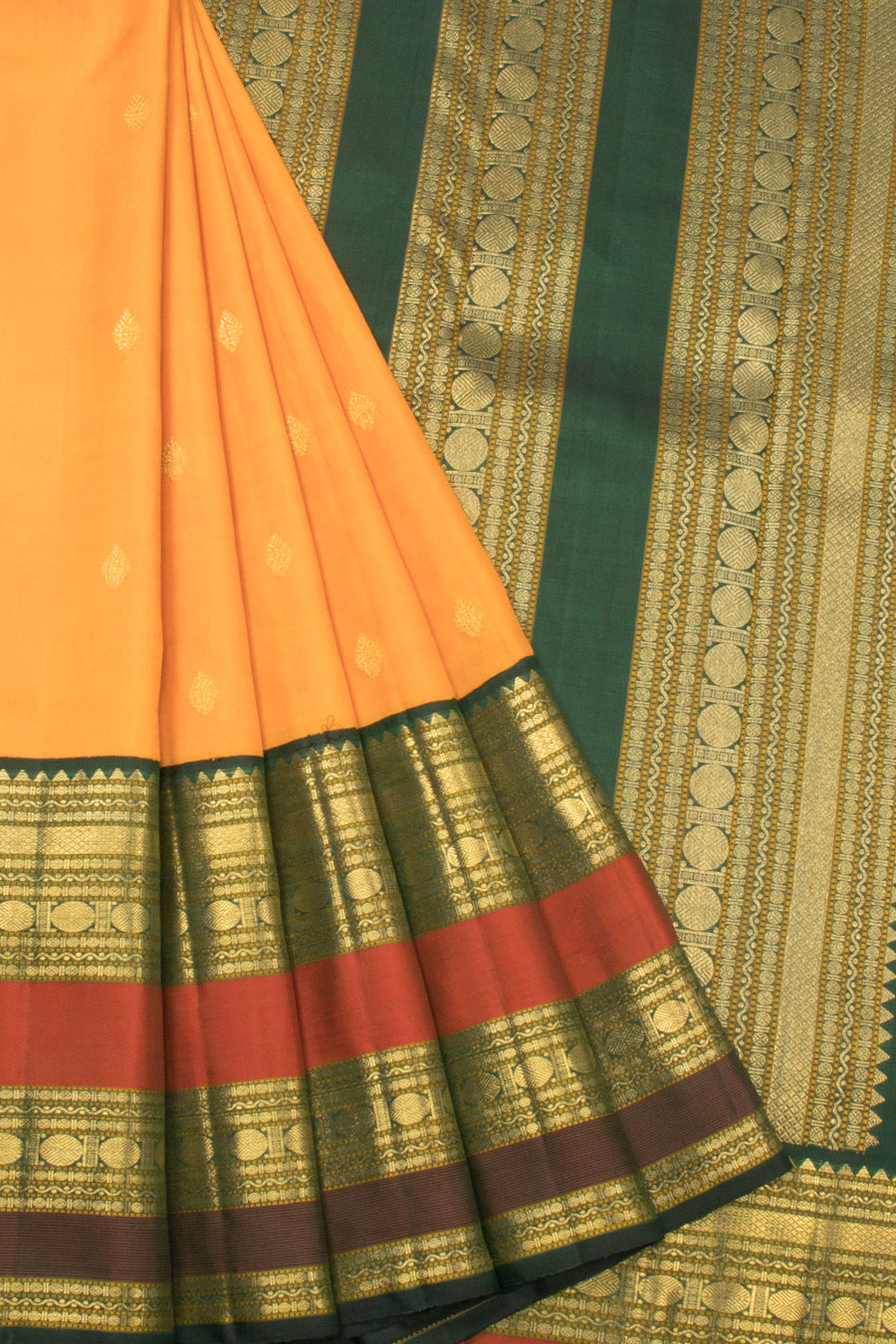 Mango Yellow  Bridal Handloom Kanjivaram Silk Saree - Avishya