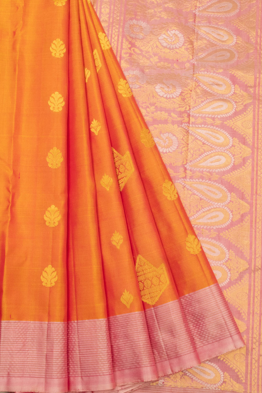 Orange Handloom Kanjivaram Soft Silk Saree - Avishya