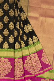 Black Handloom Banarasi Katan Silk Saree - Avishya