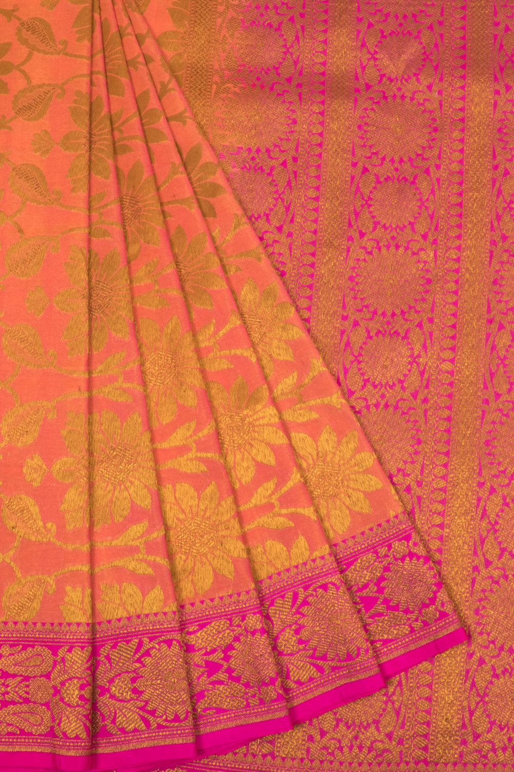 Orange Handloom Banarasi Katan Silk  - Avishya