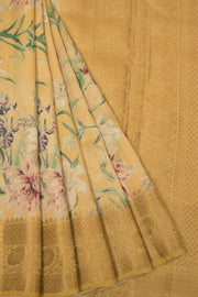 Beige Handloom Banarasi Tussar Silk Saree - Avishya