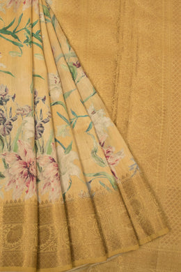 Beige Handloom Banarasi Tussar Silk Saree - Avishya