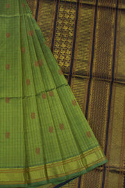Green Handloom Kanchi Silk Cotton Saree - Avishya