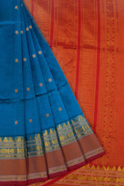 Blue Handloom Kanchi Silk Cotton Saree - Avishya