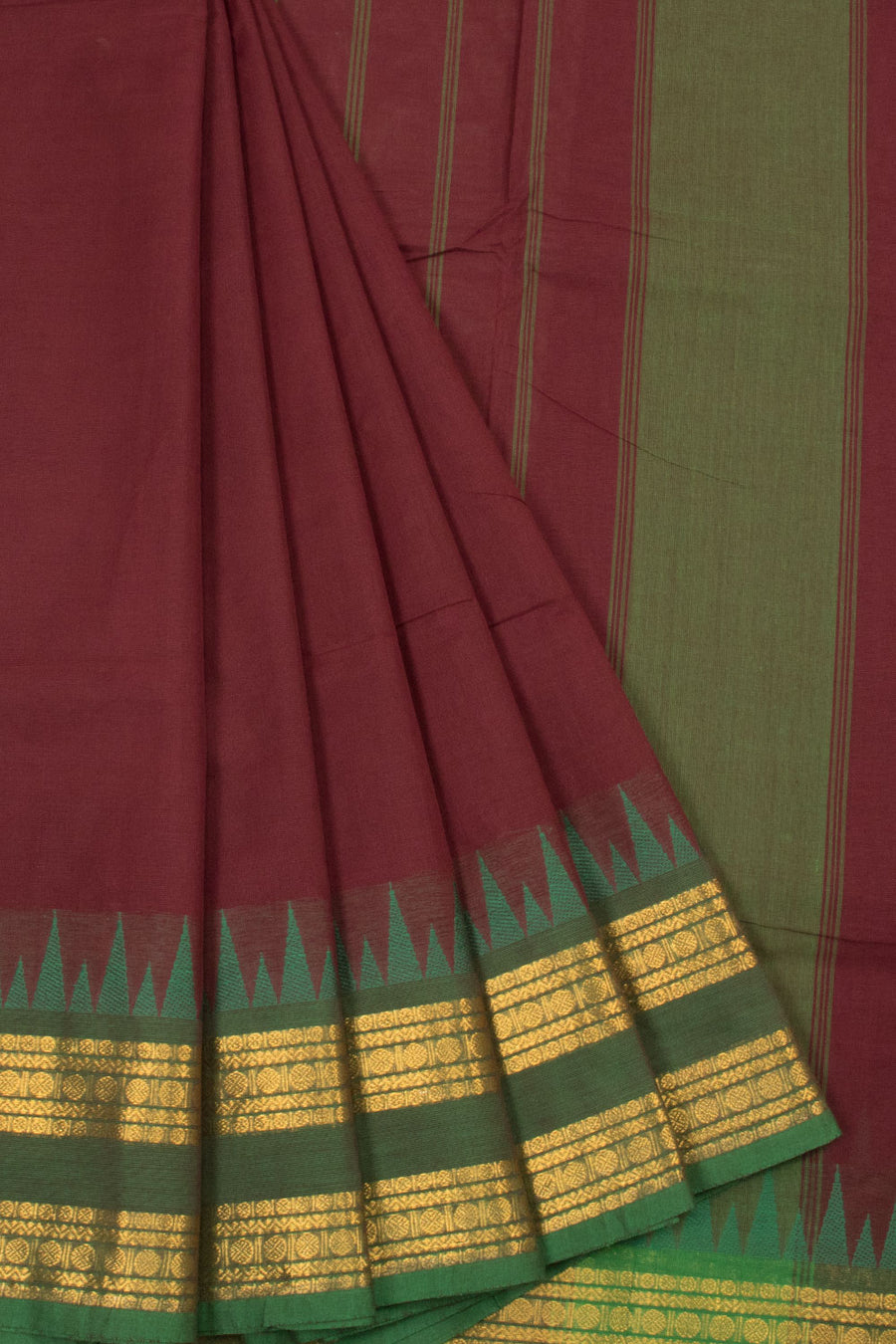 Maroon Handwoven Kanchi Cotton Saree -Avishya