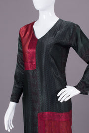 Green Handcrafted Bagh Printed Modal Silk Kurta - Avishya