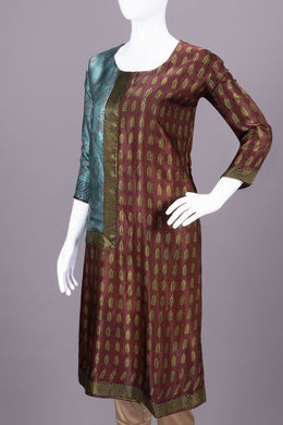 Maroon Handcrafted Bagh Printed Modal Silk Kurta - Avishya