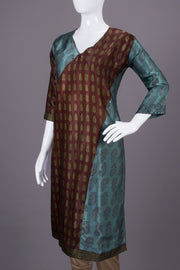 Brown Handcrafted Bagh Printed Modal Silk Kurta - Avishya